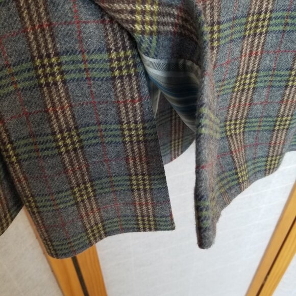 Men's Tweed Plaid Sport Coat Size US 40 Kuhlman Two-Button Smokey Blue 100% Wool - Picture 11 of 12